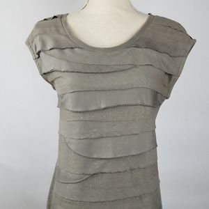 Loft taupe pullover, layered front cap sleeves Sz